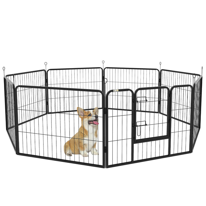 PawHut 8-Panel Heavy Duty Metal Dog Playpen for Small Medium Pets