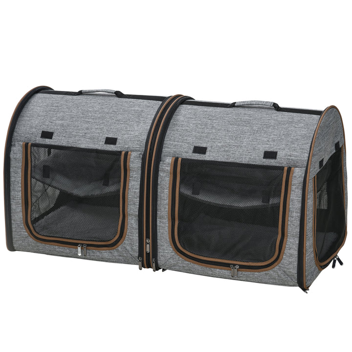 PawHut 39-inch Deluxe Dual Pet Travel Carrier – Soft-Sided, Foldable, Divided, Plush Comfort