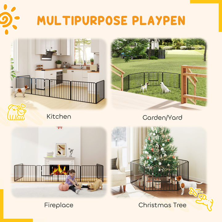 PawHut 24-inch Outdoor 6-Panel Steel Dog Playpen for Small Dogs