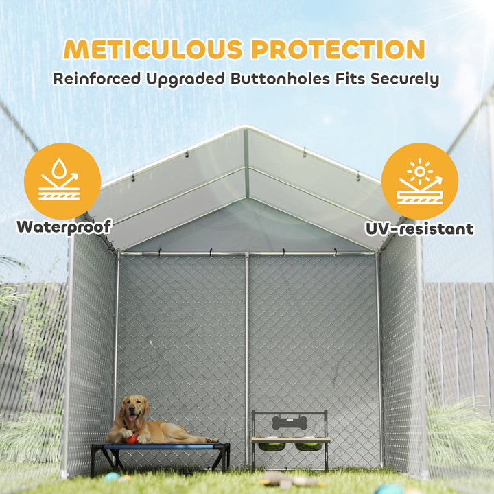 PawHut Large Galvanized Steel Outdoor Dog Kennel with Waterproof UV Cover