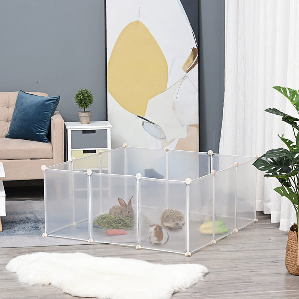PawHut Customizable Small Animal Playpen: 12-Panel DIY Habitat for Bunnies, Guinea Pigs