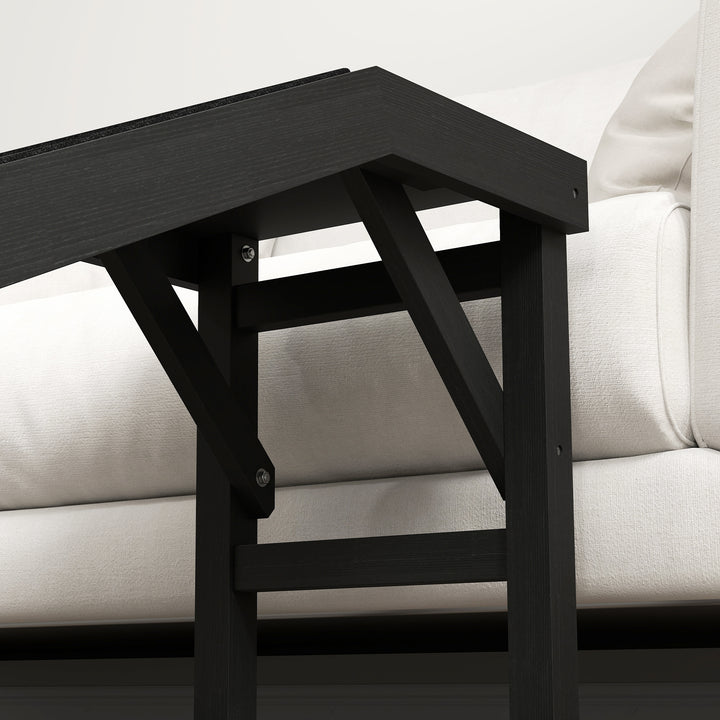 PawHut Black Non-Slip Carpet Top Pine Wood Pet Ramp Steps for Dogs, Cats