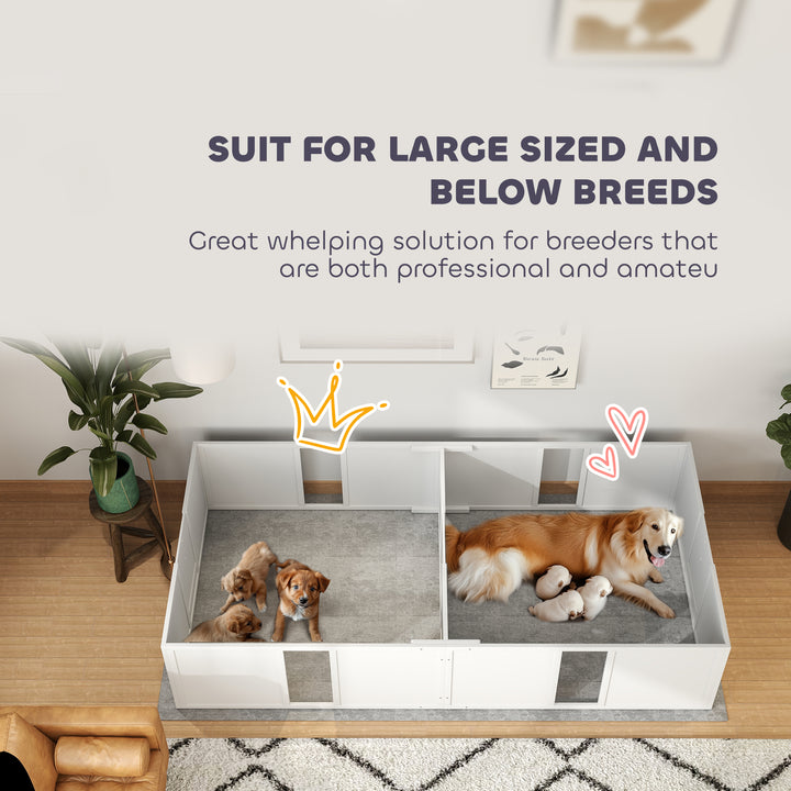 PawHut Whelping Box for Dogs, Adjustable Height Doors, Puppy Sanctuary