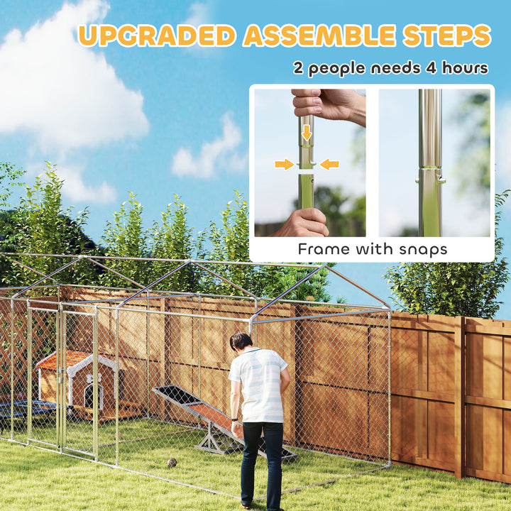 PawHut Two-Room Outdoor Dog Kennel with UV Cover & Secure Lock for Pets