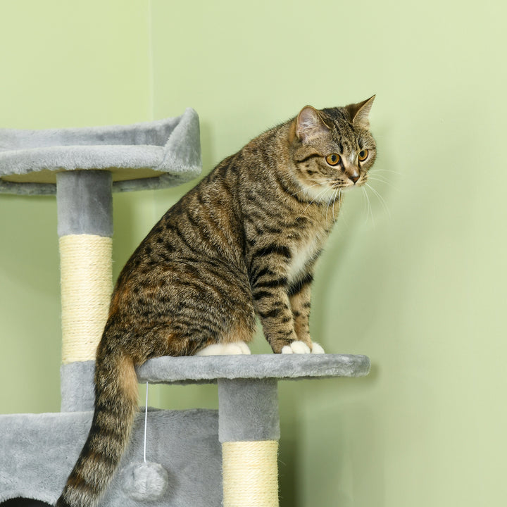PawHut 79-Inch Multi-Level Cat Tree Tower with Two Condos, Hammocks, Scratching Posts