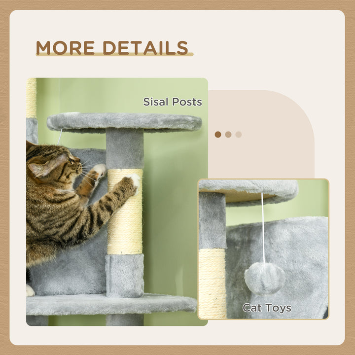 PawHut 79-Inch Multi-Level Cat Tree Tower with Two Condos, Hammocks, Scratching Posts