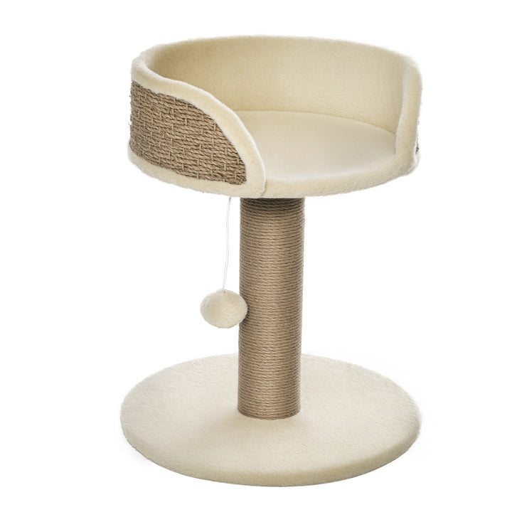 PawHut Small Cat Tree: Cozy Perch, Jute Scratching Post & Play Toy