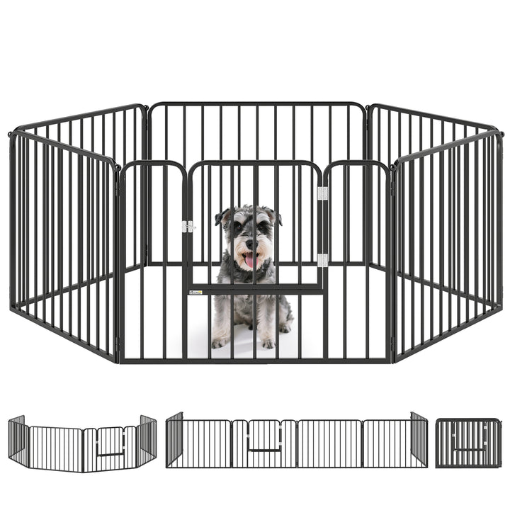 PawHut 24-inch Outdoor 6-Panel Steel Dog Playpen for Small Dogs