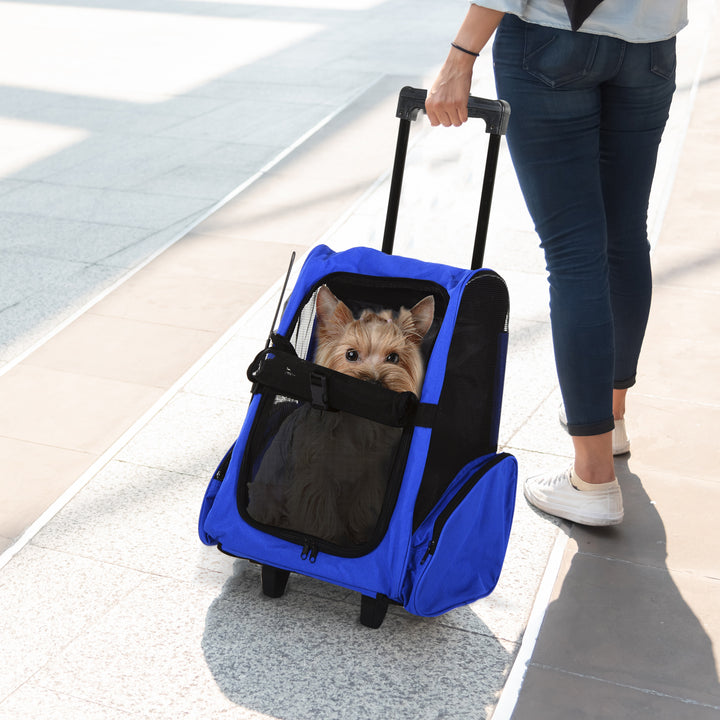 PawHut 4-in-1 Rolling Pet Carrier Backpack for Small Dogs and Cats