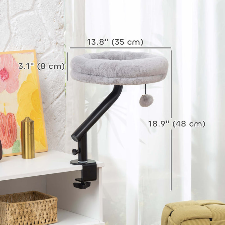 PawHut 360° Rotatable Adjustable Cat Desk Bed for Home Office Window Naps