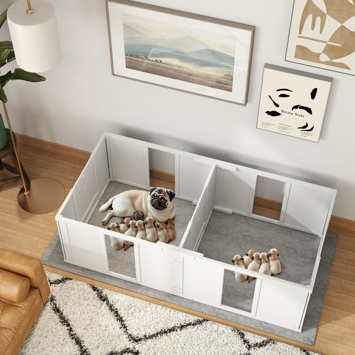 PawHut Indoor Whelping Box for Small Dogs & Puppies, Adjustable Entry