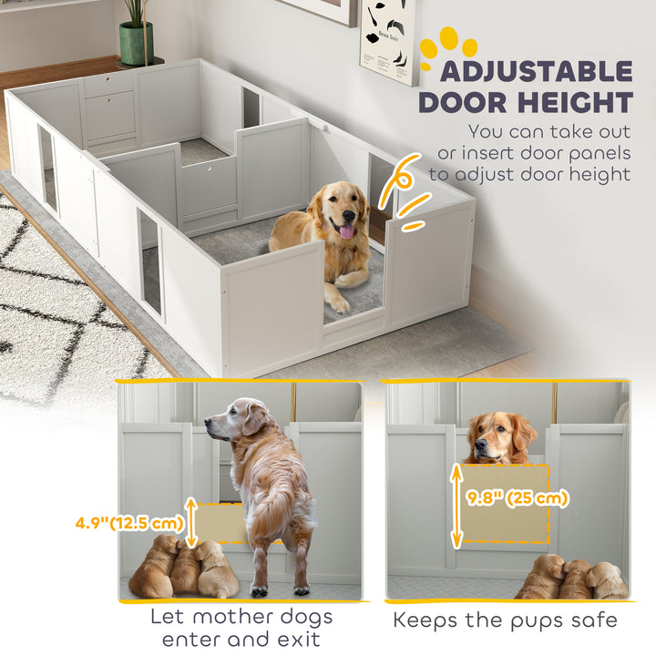 PawHut Whelping Box for Dogs, Adjustable Height Doors, Puppy Sanctuary
