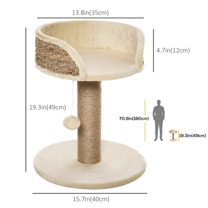 PawHut Small Cat Tree: Cozy Perch, Jute Scratching Post & Play Toy
