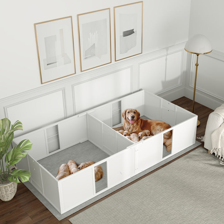 PawHut Whelping Box for Dogs, Adjustable Height Doors, Puppy Sanctuary