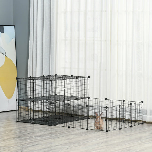 PawHut Customizable Metal Mesh Pet Playpen with Door for Guinea Pigs