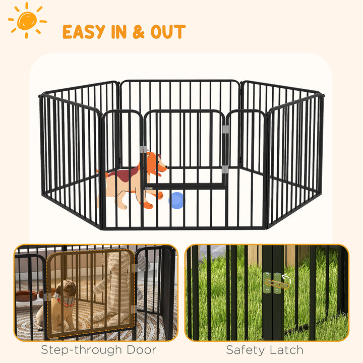 PawHut 24-inch Outdoor 6-Panel Steel Dog Playpen for Small Dogs