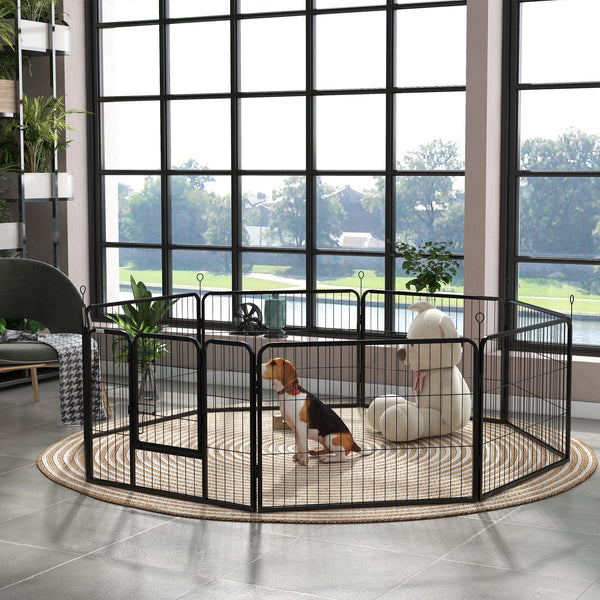 PawHut 8-Panel Heavy Duty Metal Dog Playpen for Small Medium Pets
