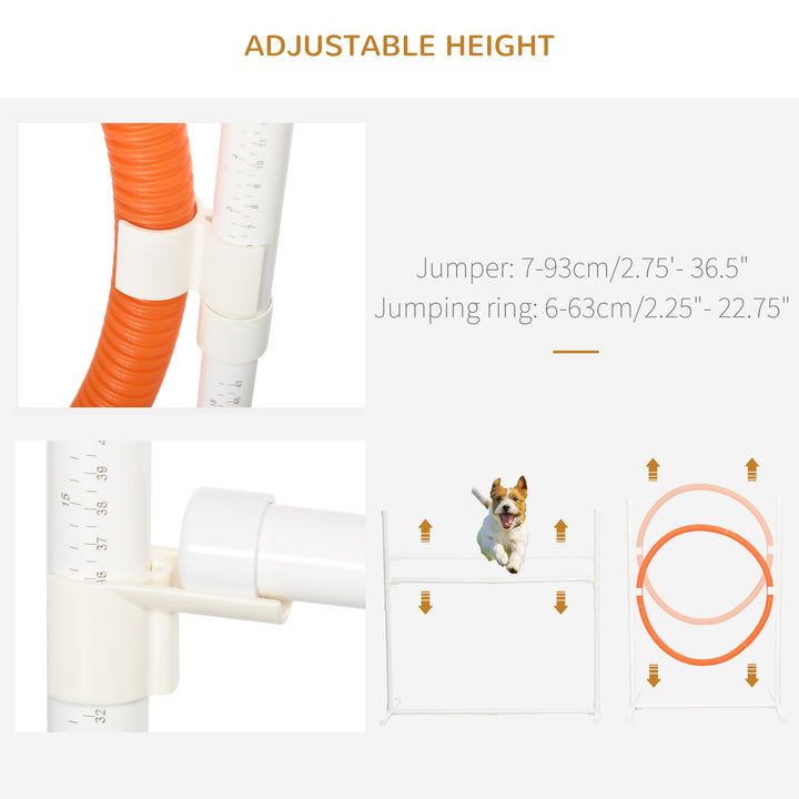 PawHut Portable 5-Piece Dog Agility Training Kit: Adjustable Jumps, Weave Poles