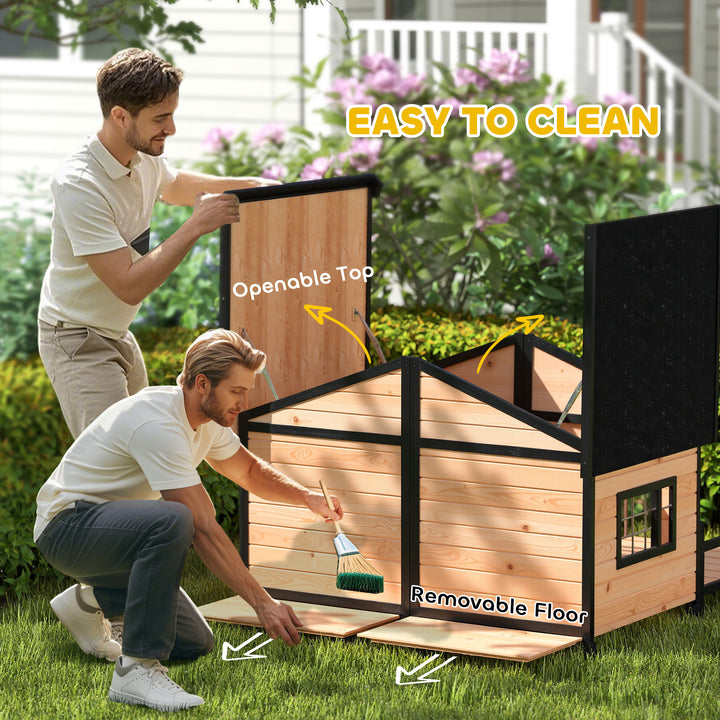 PawHut All-Weather Elevated Wood Cabin Dog House with Porch Deck