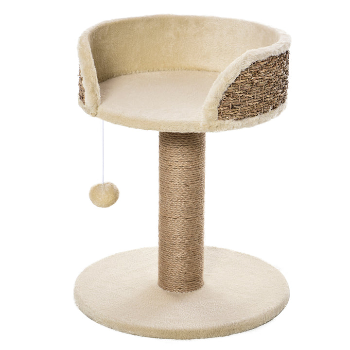 PawHut Small Cat Tree: Cozy Perch, Jute Scratching Post & Play Toy