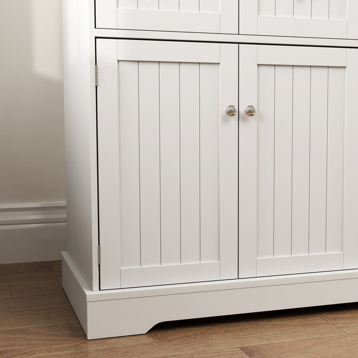 PawHut White Litter Box Enclosure: Drawer Storage, Anti-Tip Kit, Side Table