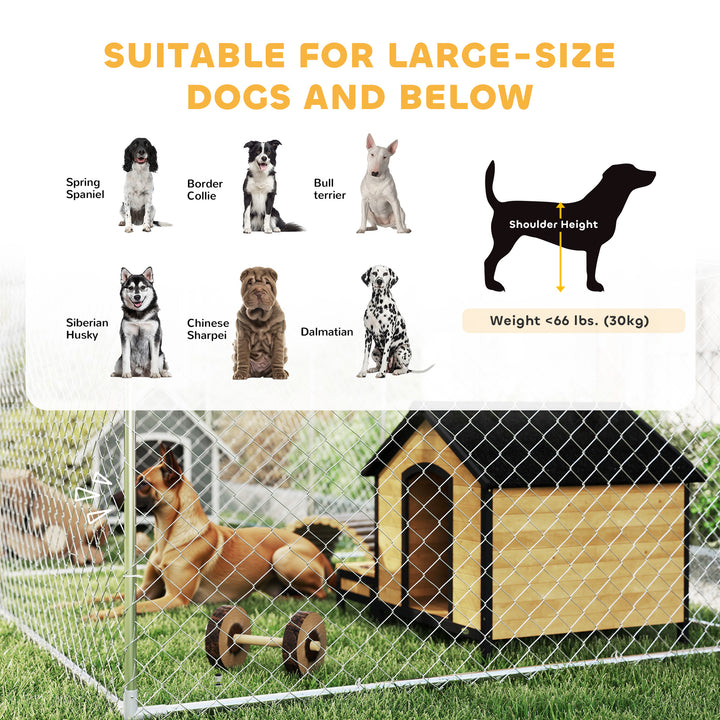 PawHut Two-Room Outdoor Dog Kennel with UV Cover & Secure Lock for Pets