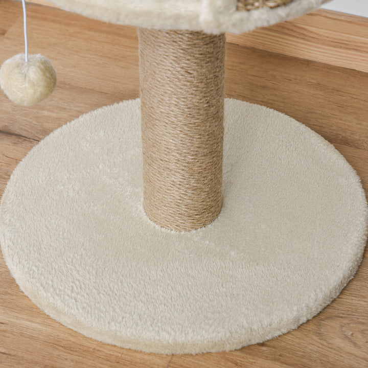 PawHut Small Cat Tree: Cozy Perch, Jute Scratching Post & Play Toy