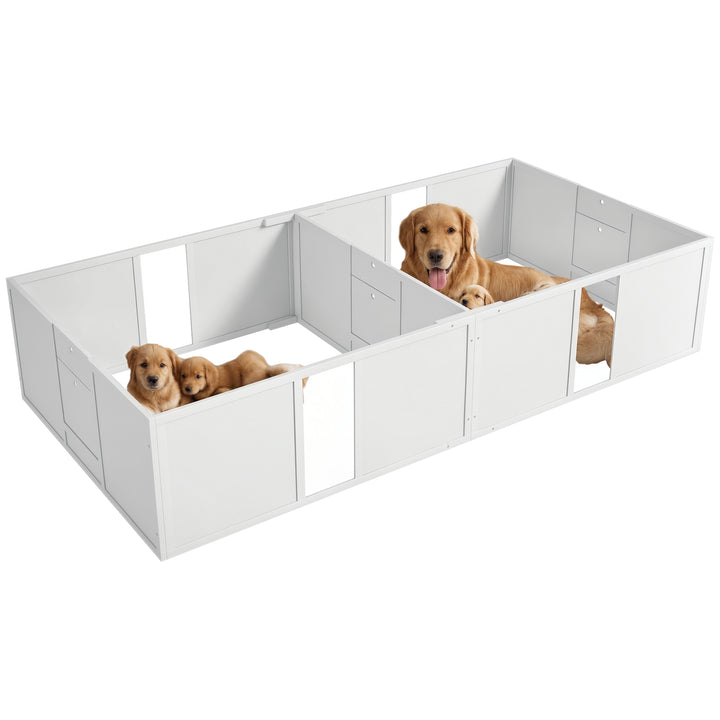 PawHut Whelping Box for Dogs, Adjustable Height Doors, Puppy Sanctuary