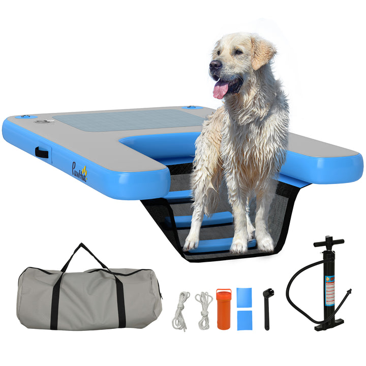 PawHut Floating Dog Boat Ramp: Portable, Non-Slip, Easy Pet Water Access