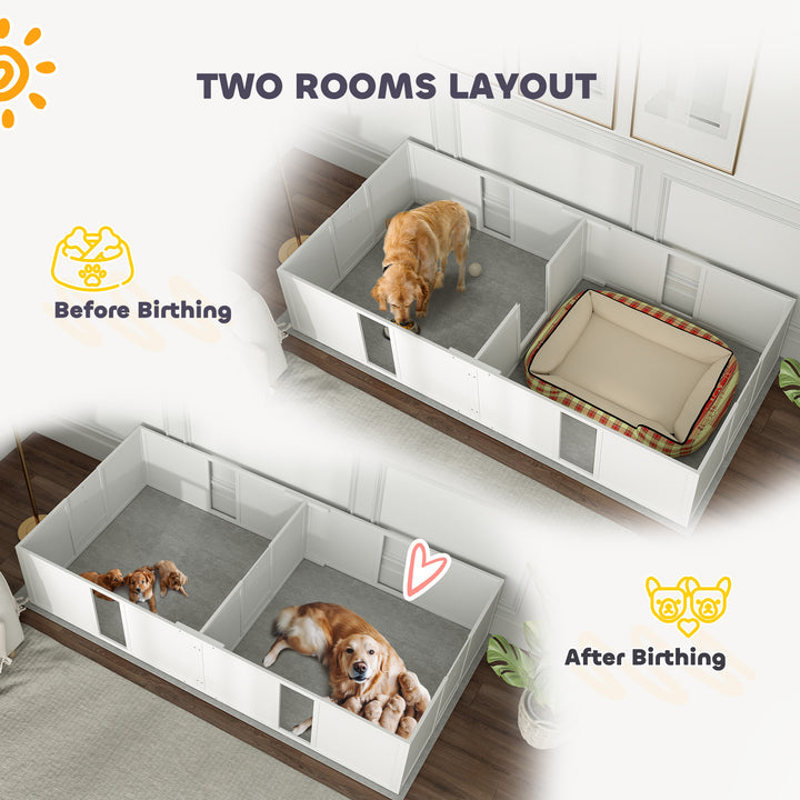 PawHut Whelping Box for Dogs, Adjustable Height Doors, Puppy Sanctuary