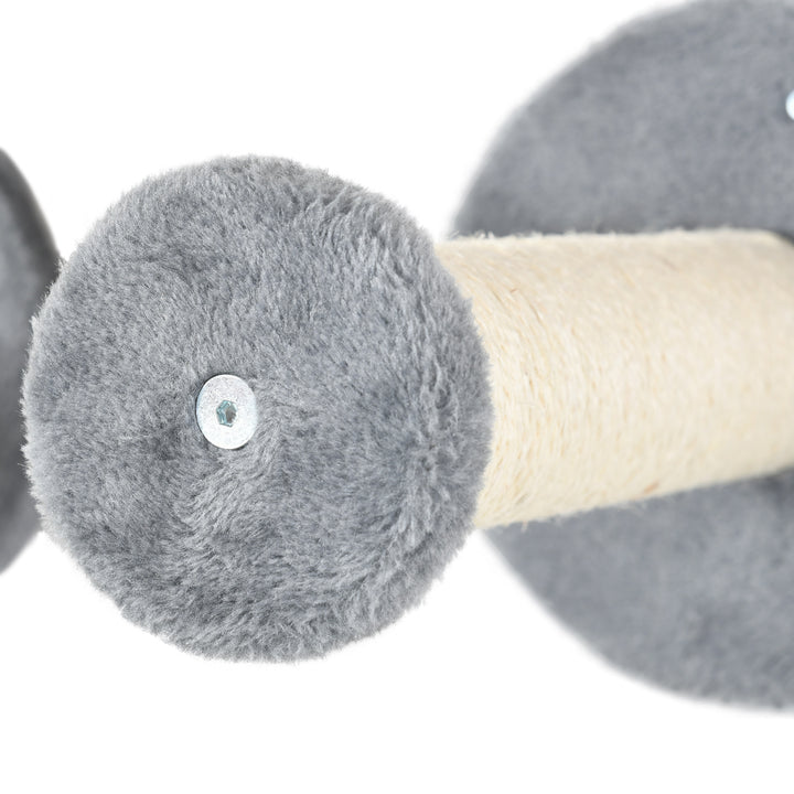 PawHut Grey Wall-Mounted Cat Perch & Scratching Post Set