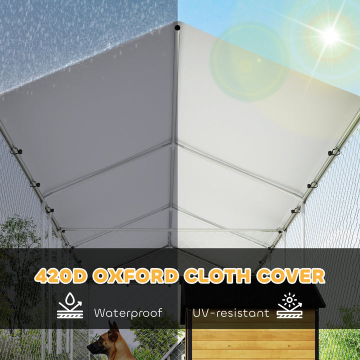 PawHut Two-Room Outdoor Dog Kennel with UV Cover & Secure Lock for Pets