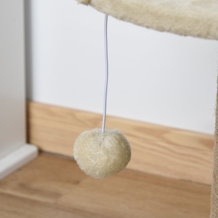 PawHut Small Cat Tree: Cozy Perch, Jute Scratching Post & Play Toy