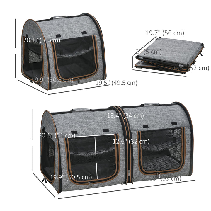PawHut 39-inch Deluxe Dual Pet Travel Carrier – Soft-Sided, Foldable, Divided, Plush Comfort