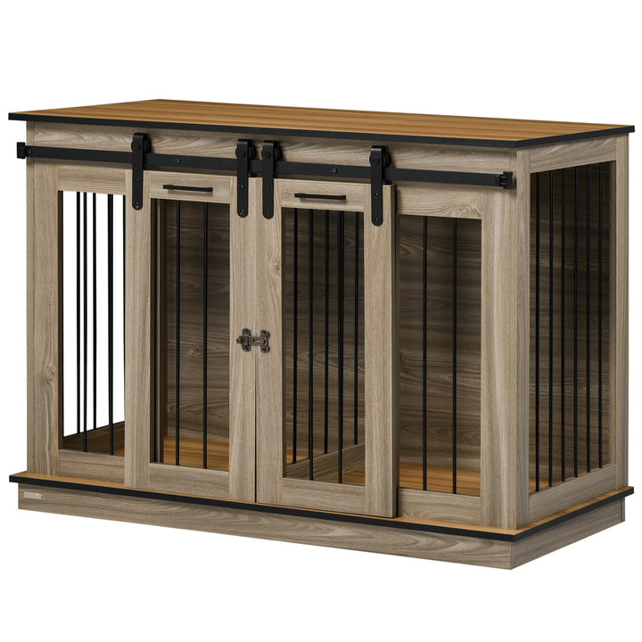 PawHut Wooden Dog Crate Furniture with Divider Panel, TV Stand & Pet House